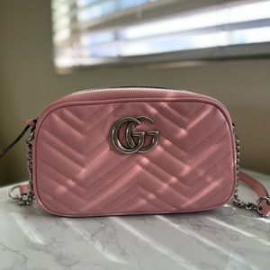 Pink GG Marmont Small Shoulder Bag